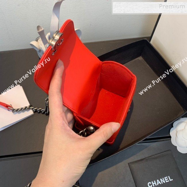 Chanel Quilted Leather Box Clutch with Chain Red 2019 (FM-9121915)