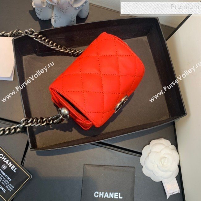 Chanel Quilted Leather Box Clutch with Chain Red 2019 (FM-9121915)