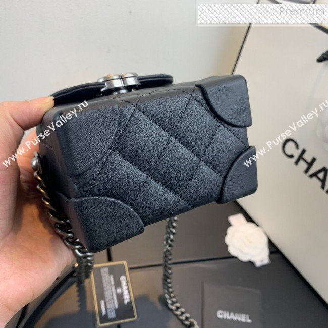 Chanel Quilted Leather Box Clutch with Chain Black 2019 (FM-9121914)