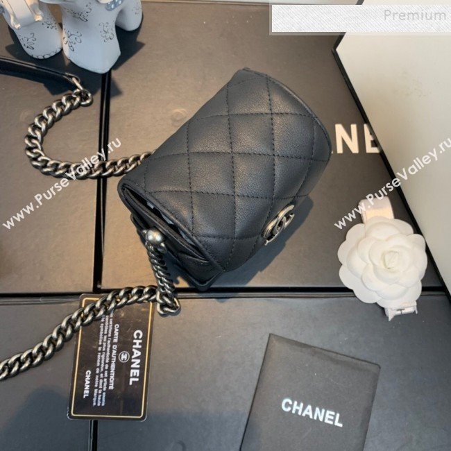 Chanel Quilted Leather Box Clutch with Chain Black 2019 (FM-9121914)