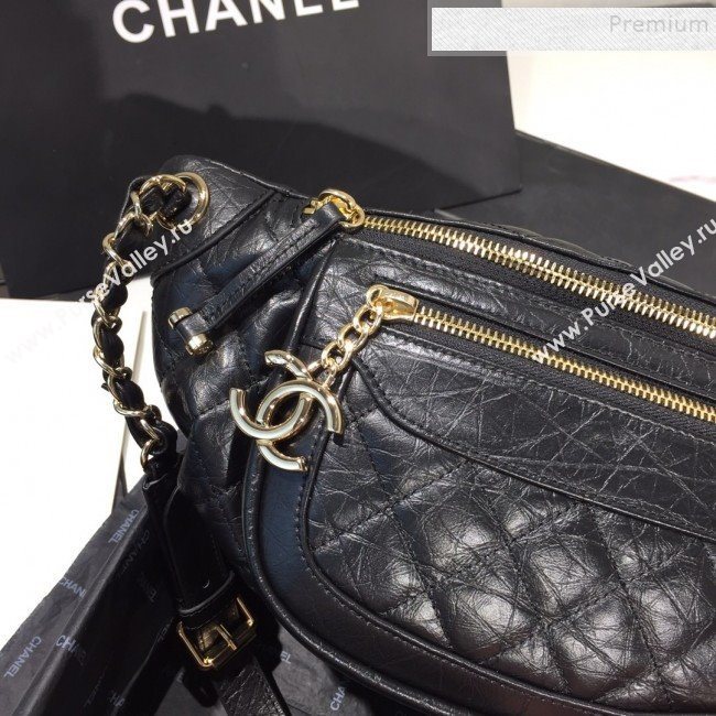 Chanel Quilted Aged Calfskin Waist Bag/Belt Bag and Coin Purse AS1077 Black 2019 (FM-9121919)