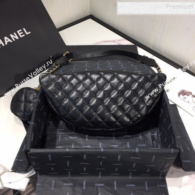 Chanel Quilted Aged Calfskin Waist Bag/Belt Bag and Coin Purse AS1077 Black 2019 (FM-9121919)