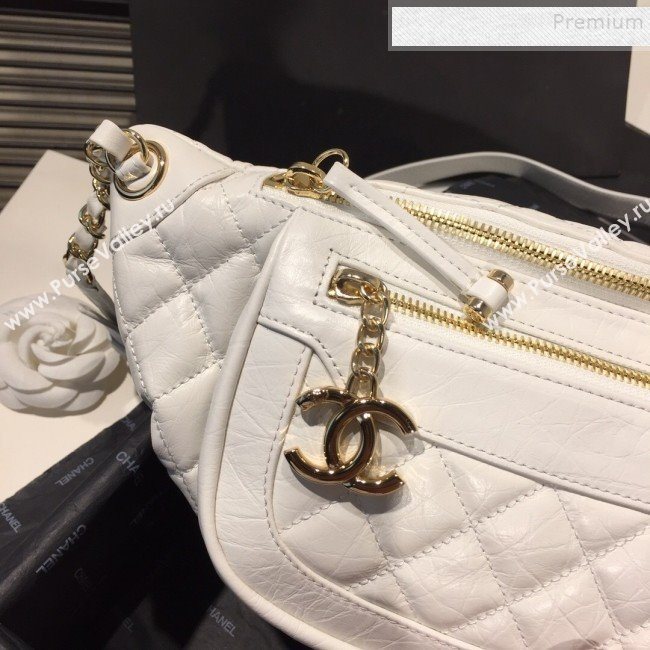 Chanel Quilted Aged Calfskin Waist Bag/Belt Bag and Coin Purse AS1077 White 2019 (FM-9121918)