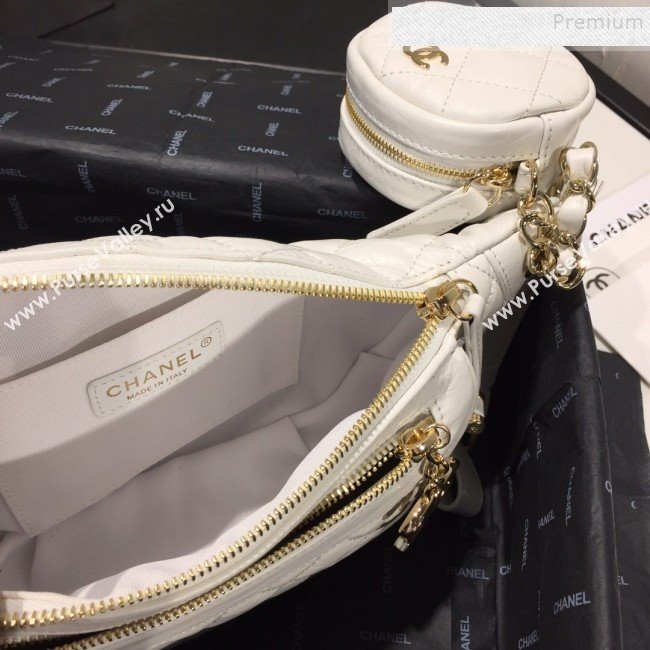 Chanel Quilted Aged Calfskin Waist Bag/Belt Bag and Coin Purse AS1077 White 2019 (FM-9121918)