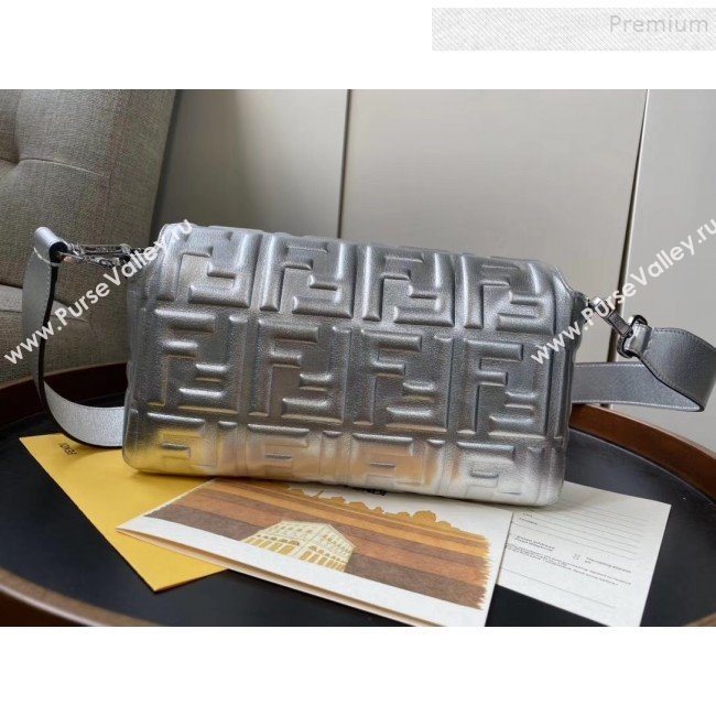 Fendi Baguette Silver Leather Medium Bag 2019 (AFEI-9121928)