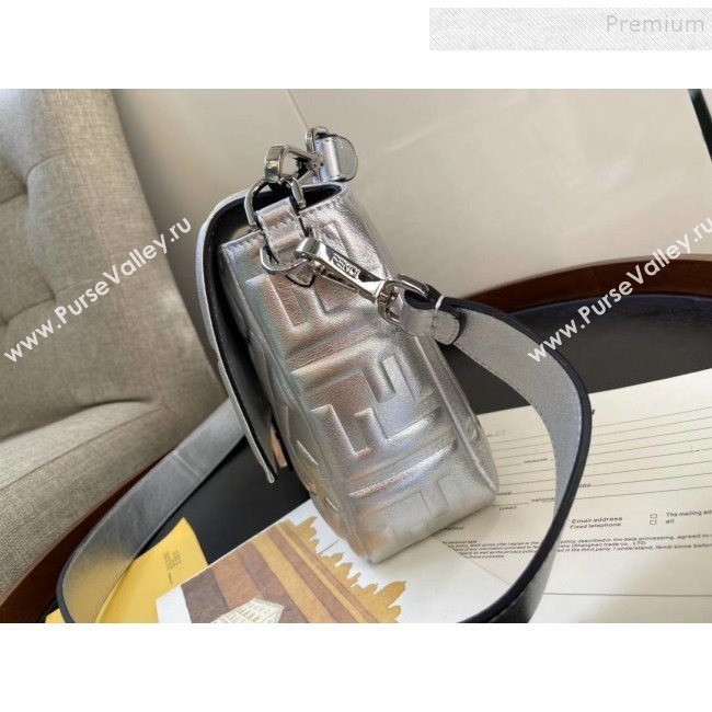 Fendi Baguette Silver Leather Large Bag 2019 (AFEI-9121929)