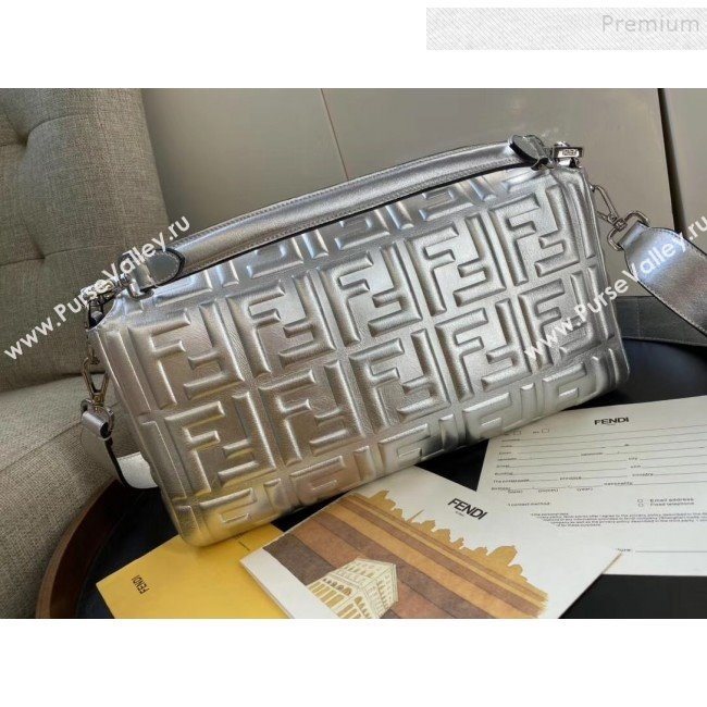 Fendi Baguette Silver Leather Large Bag 2019 (AFEI-9121929)