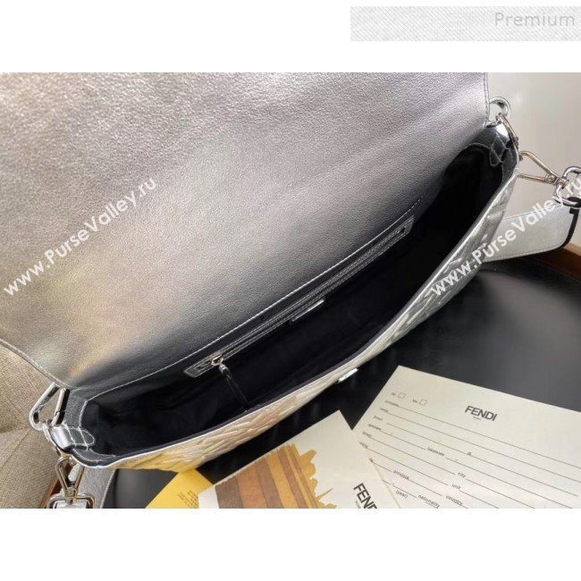 Fendi Baguette Silver Leather Large Bag 2019 (AFEI-9121929)