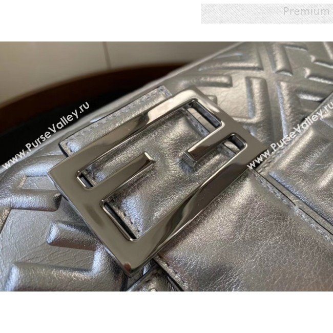 Fendi Baguette Silver Leather Large Bag 2019 (AFEI-9121929)