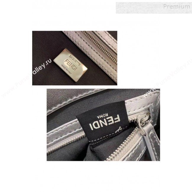 Fendi Baguette Silver Leather Large Bag 2019 (AFEI-9121929)