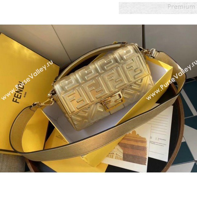 Fendi Baguette Gold Leather Medium Bag 2019 (AFEI-9121931)