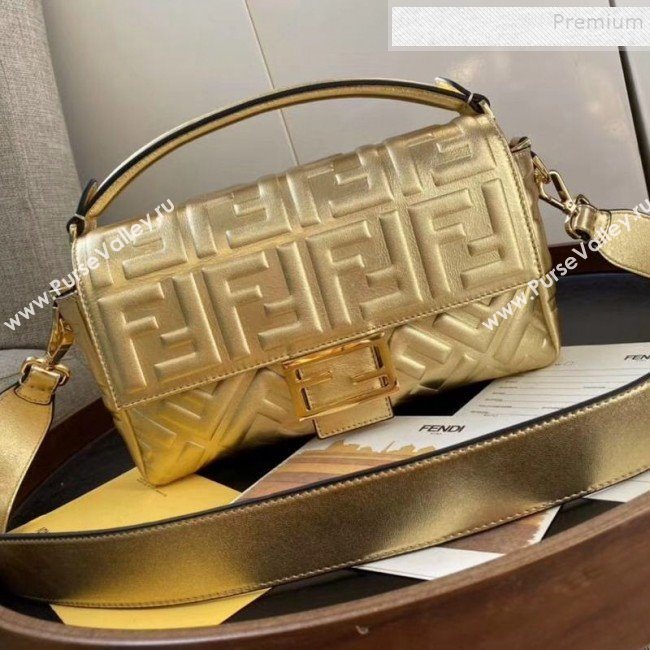 Fendi Baguette Gold Leather Medium Bag 2019 (AFEI-9121931)