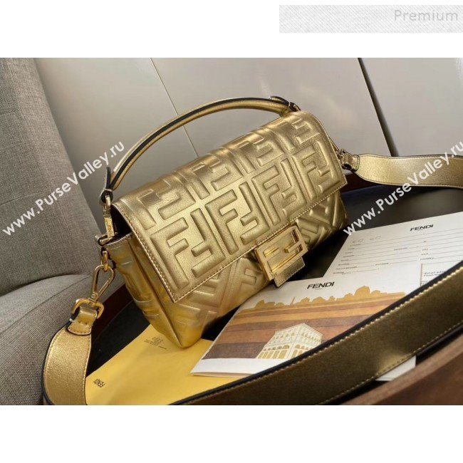 Fendi Baguette Gold Leather Medium Bag 2019 (AFEI-9121931)