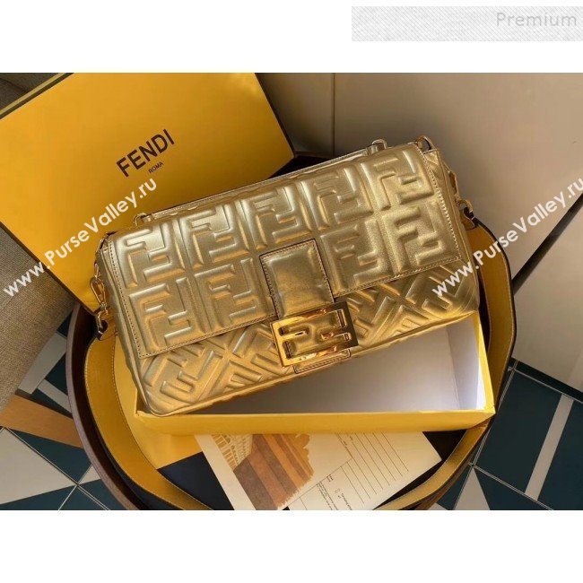 Fendi Baguette Gold Leather Large Bag 2019 (AFEI-9121932)