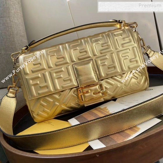 Fendi Baguette Gold Leather Large Bag 2019 (AFEI-9121932)