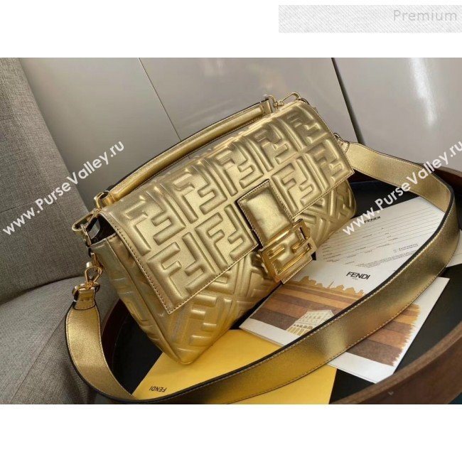 Fendi Baguette Gold Leather Large Bag 2019 (AFEI-9121932)