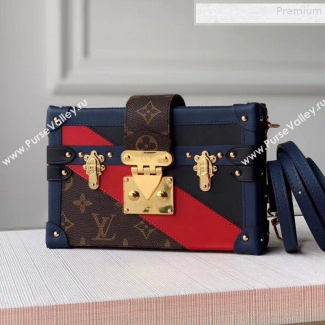 Louis Vuitton Petite Malle Box Shoulder Bag M55437 Navy Blue/Red/Black 2019 (KIKI-9121735)