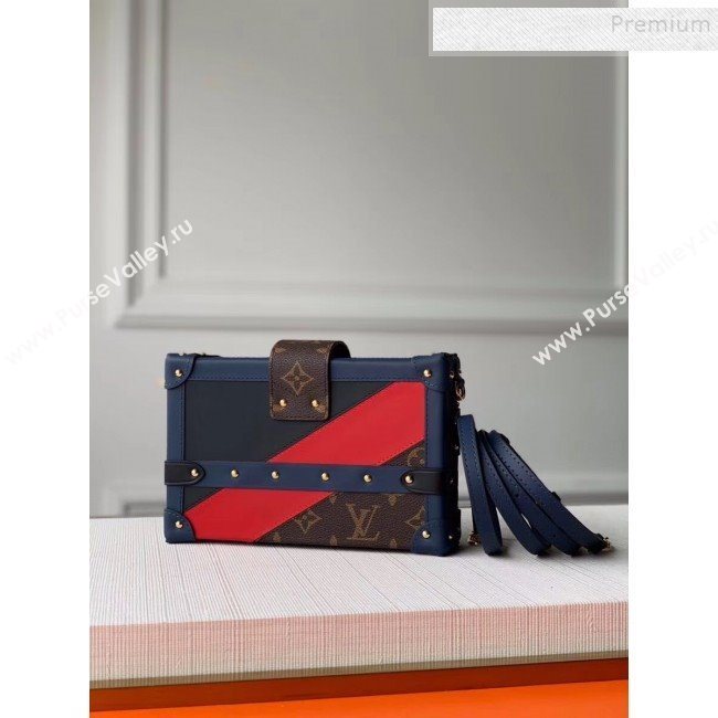 Louis Vuitton Petite Malle Box Shoulder Bag M55437 Navy Blue/Red/Black 2019 (KIKI-9121735)