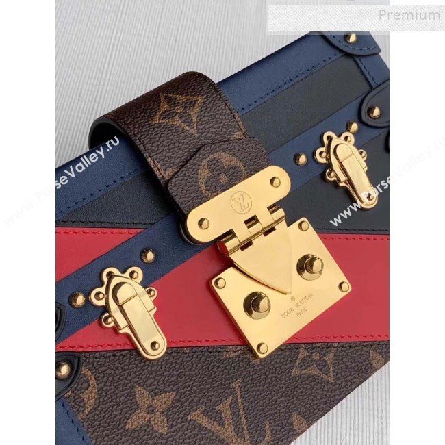 Louis Vuitton Petite Malle Box Shoulder Bag M55437 Navy Blue/Red/Black 2019 (KIKI-9121735)