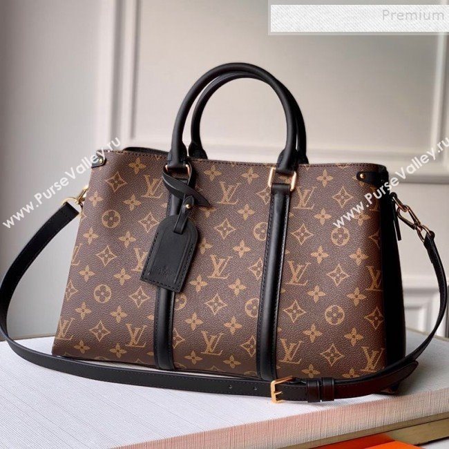 Louis Vuitton Monogram Canvas Soufflot MM Open Top Handle Bag M44816 Black 2019 (KIKI-9121747)