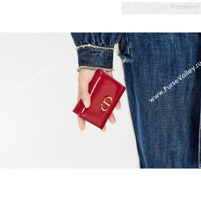 Dior Medium 30 Montaigne Lotus Patent Leather Wallet Burgundy 2019 (XXG-9121754)