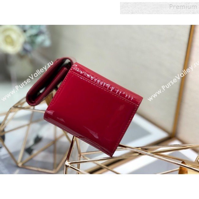 Dior Medium 30 Montaigne Lotus Patent Leather Wallet Red 2019 (XXG-9121752)