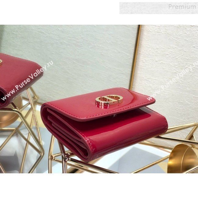 Dior Medium 30 Montaigne Lotus Patent Leather Wallet Red 2019 (XXG-9121752)