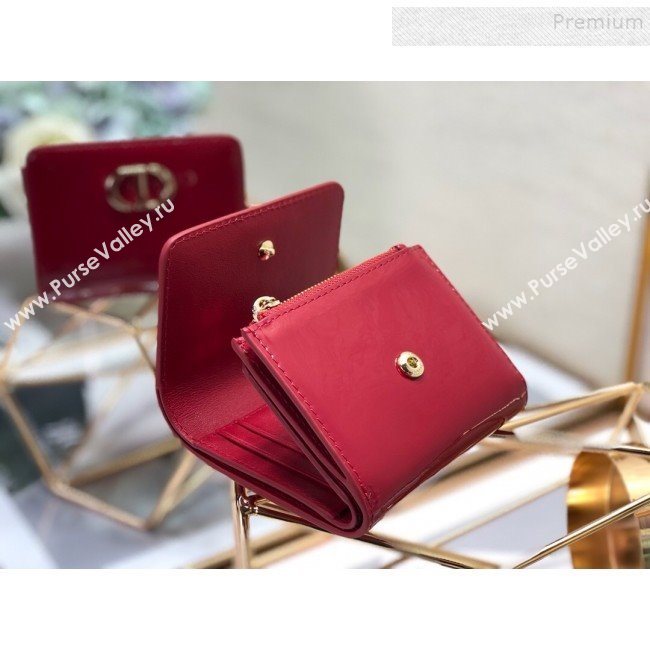 Dior Medium 30 Montaigne Lotus Patent Leather Wallet Red 2019 (XXG-9121752)