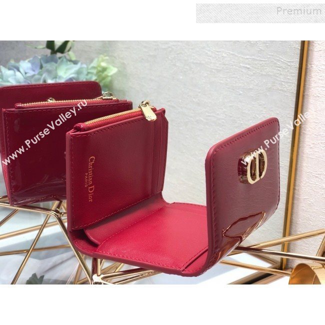 Dior Medium 30 Montaigne Lotus Patent Leather Wallet Red 2019 (XXG-9121752)