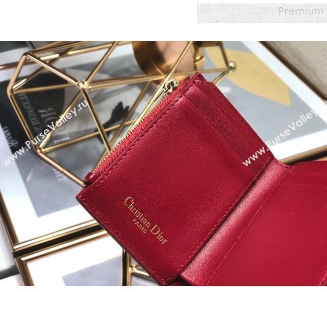 Dior Medium 30 Montaigne Lotus Patent Leather Wallet Red 2019 (XXG-9121752)