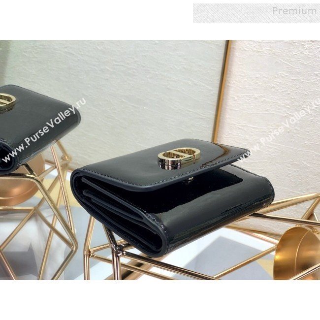 Dior Medium 30 Montaigne Lotus Patent Leather Wallet Black 2019 (XXG-9121751)