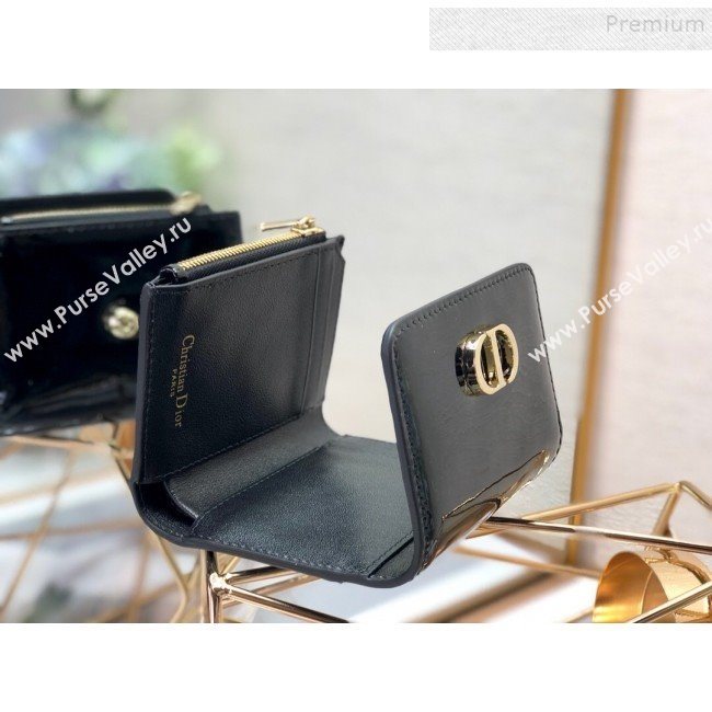 Dior Medium 30 Montaigne Lotus Patent Leather Wallet Black 2019 (XXG-9121751)