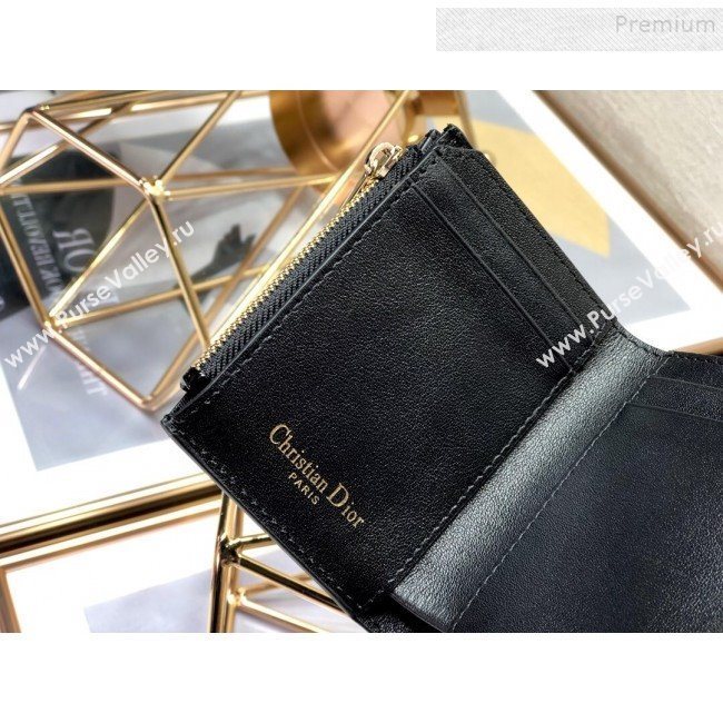 Dior Medium 30 Montaigne Lotus Patent Leather Wallet Black 2019 (XXG-9121751)