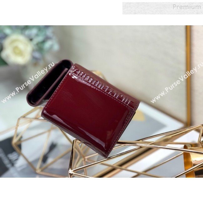 Dior Medium 30 Montaigne Lotus Patent Leather Wallet Burgundy 2019 (XXG-9121754)