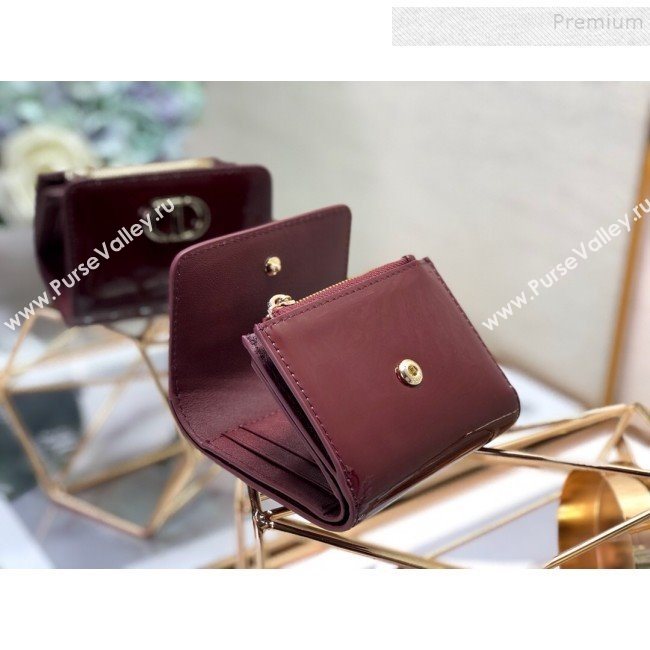 Dior Medium 30 Montaigne Lotus Patent Leather Wallet Burgundy 2019 (XXG-9121754)