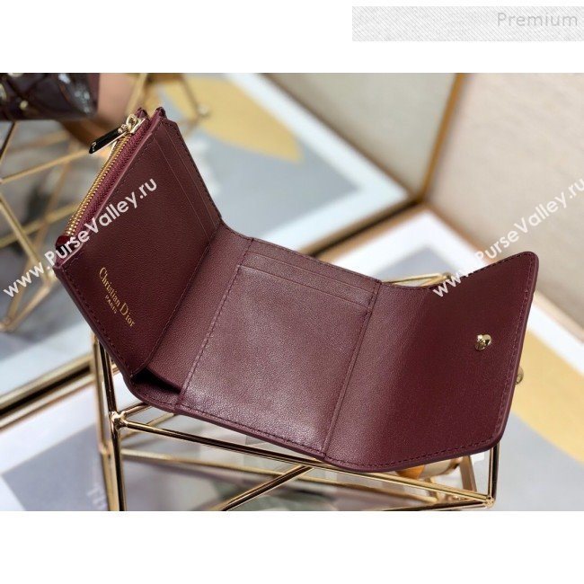 Dior Medium 30 Montaigne Lotus Patent Leather Wallet Burgundy 2019 (XXG-9121754)