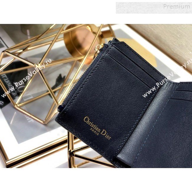 Dior Medium 30 Montaigne Lotus Patent Leather Wallet Navy Blue 2019 (XXG-9121755)
