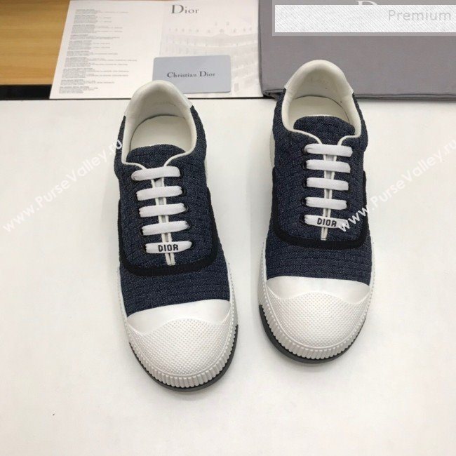 Dior D-Smash Woven Canvas Sneakers Navy Blue 2019 (DLY-9121814)