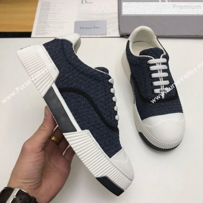 Dior D-Smash Woven Canvas Sneakers Navy Blue 2019 (DLY-9121814)