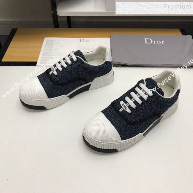 Dior D-Smash Woven Canvas Sneakers Navy Blue 2019 (DLY-9121814)