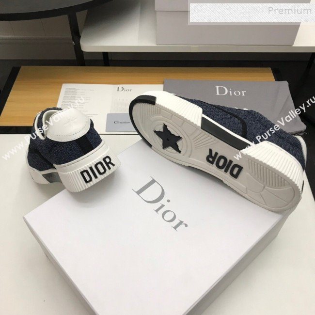 Dior D-Smash Woven Canvas Sneakers Navy Blue 2019 (DLY-9121814)