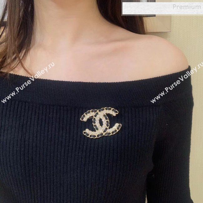 Chanel Chain Leather Crystal CC Brooch 2019 (YF-9122047)