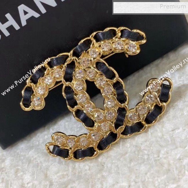 Chanel Chain Leather Crystal CC Brooch 2019 (YF-9122047)