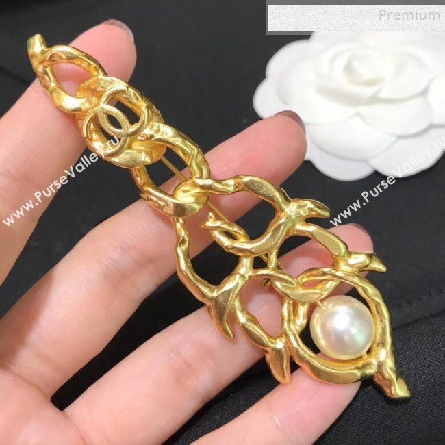 Chanel Vintage Metal Pearl Brooch AB3134 2019 (YF-9122053)