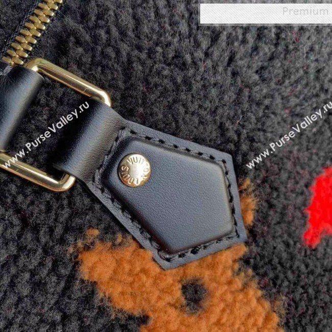 Louis Vuitton LV Teddy Speedy 25 Monogram Wool Top Handle Bag M55422 Black/Red 2019 (KI-9110510)