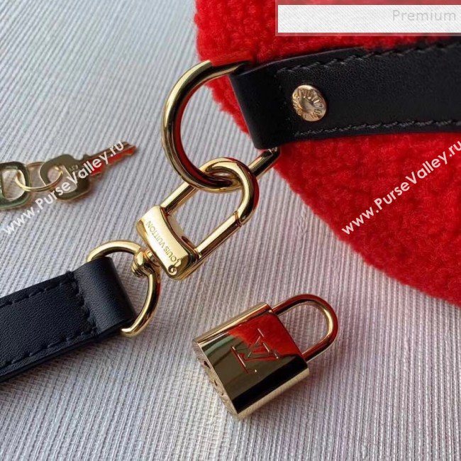 Louis Vuitton LV Teddy Speedy 25 Monogram Wool Top Handle Bag M55422 Black/Red 2019 (KI-9110510)