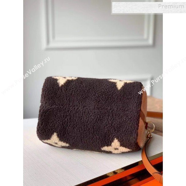 Louis Vuitton LV Teddy Speedy 25 Monogram Wool Top Handle Bag M55422 Brown/White 2019 (KI-9110511)