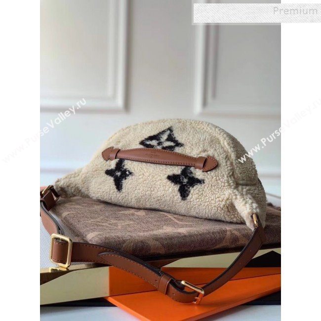 Louis Vuitton Teddy Discovery Monogram Wool Belt Bag/Bumbag M55425 White/Black 2019 (KI-9122107)