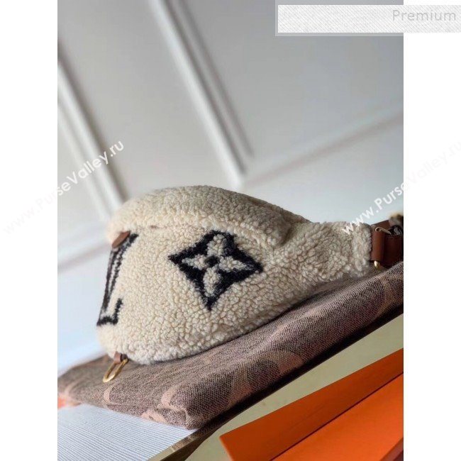Louis Vuitton Teddy Discovery Monogram Wool Belt Bag/Bumbag M55425 White/Black 2019 (KI-9122107)