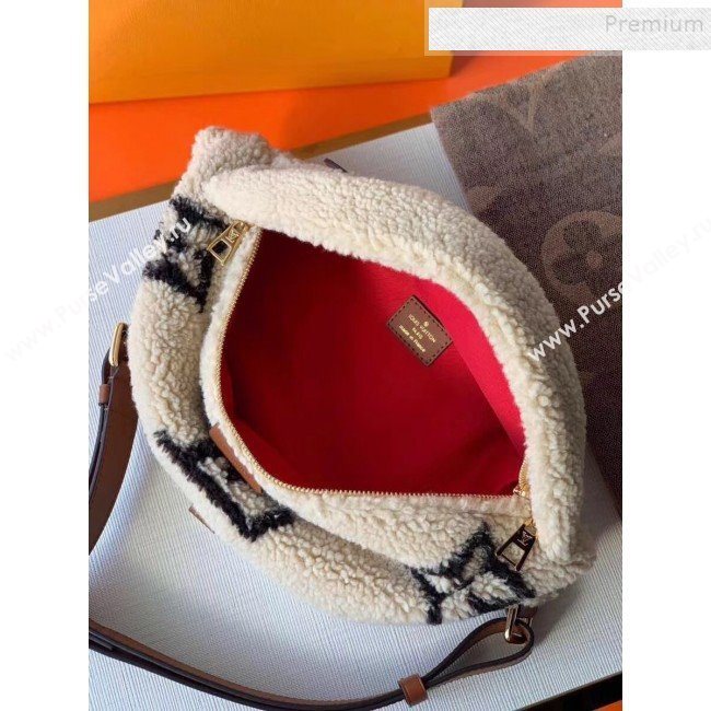 Louis Vuitton Teddy Discovery Monogram Wool Belt Bag/Bumbag M55425 White/Black 2019 (KI-9122107)